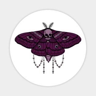 Goth Moth Black & Purple Symmetric Skull Insecta Magnet